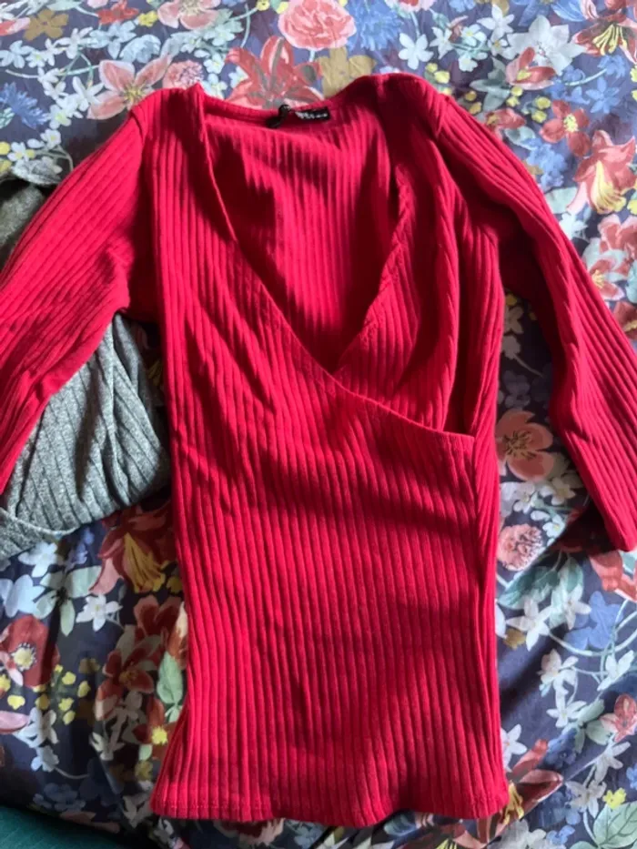 Lot de 2 cache-cœur manches 3/4 Bershka S - photo numéro 3