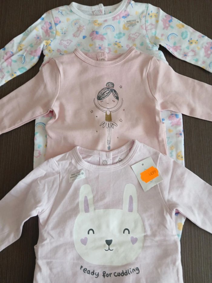 Lot de 3 pyjamas fille en coton tex baby 1 mois - photo numéro 2