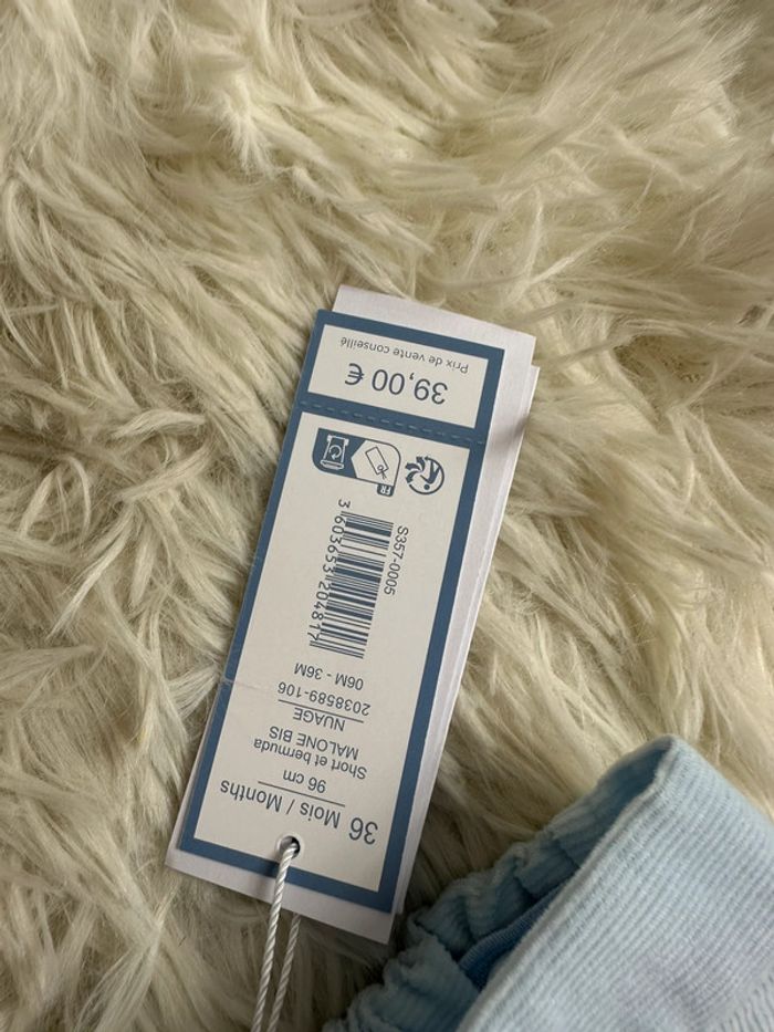 Short bleu ciel en velours Jacadi taille 36 mois - photo numéro 4