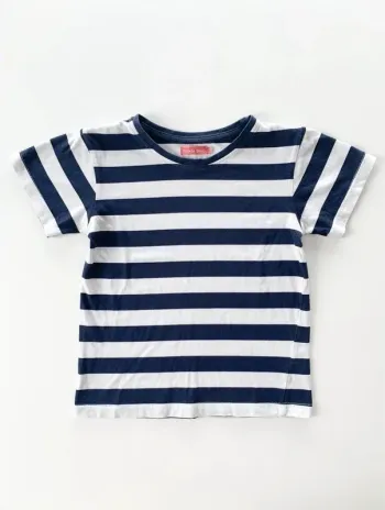T-shirt rayé bleu marine et blanc Tissaia - 10 ans