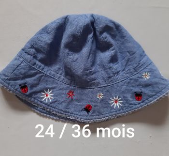Chapeau / bob en jean fille - coccinelles - Vertbaudet  - 24/36 mois