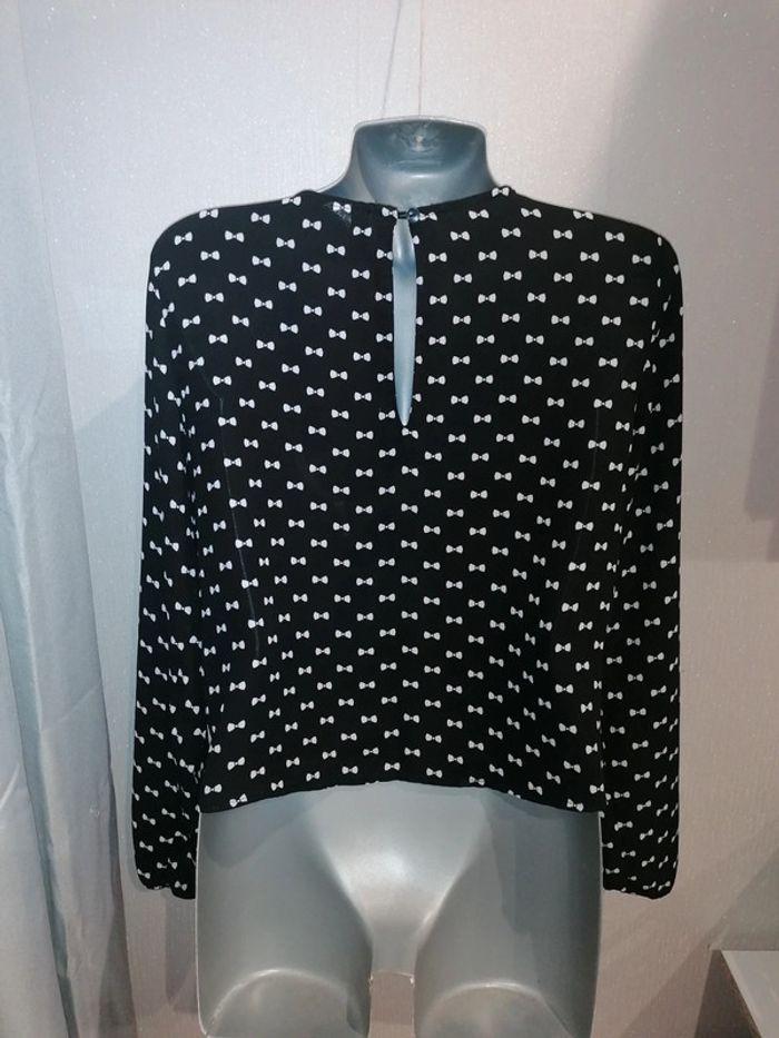 Blouse noire noeud blanc Divided H&M S - photo numéro 10