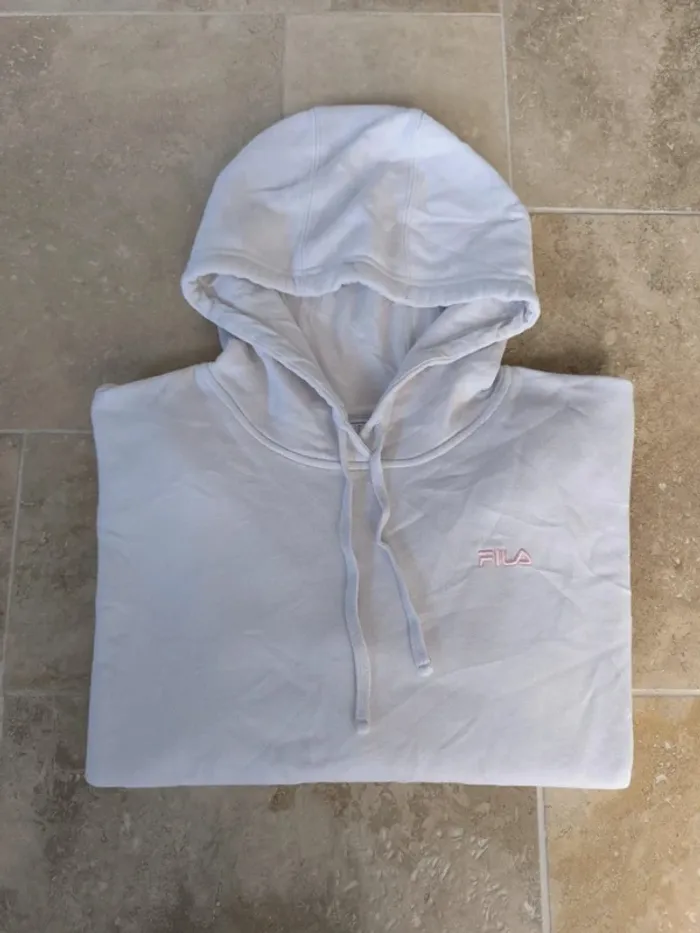 Sweat capuche unisexe L Fila rose avec logo brodé rose excellent état