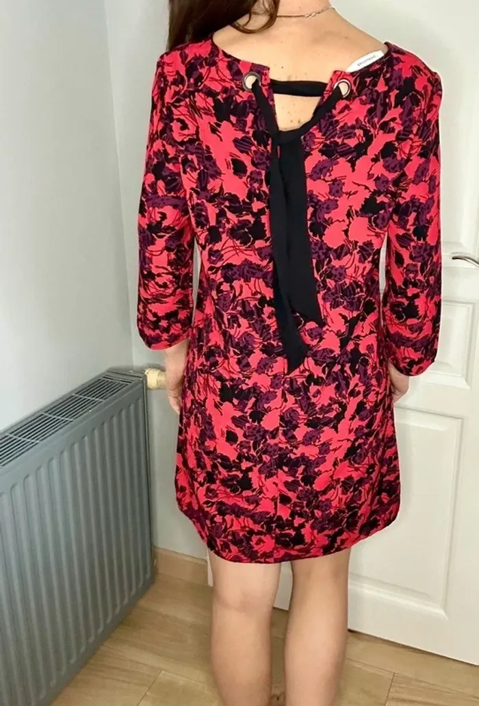Robe rouge fluide imprimé fleuri – Promod (T 36 / S) - photo numéro 2