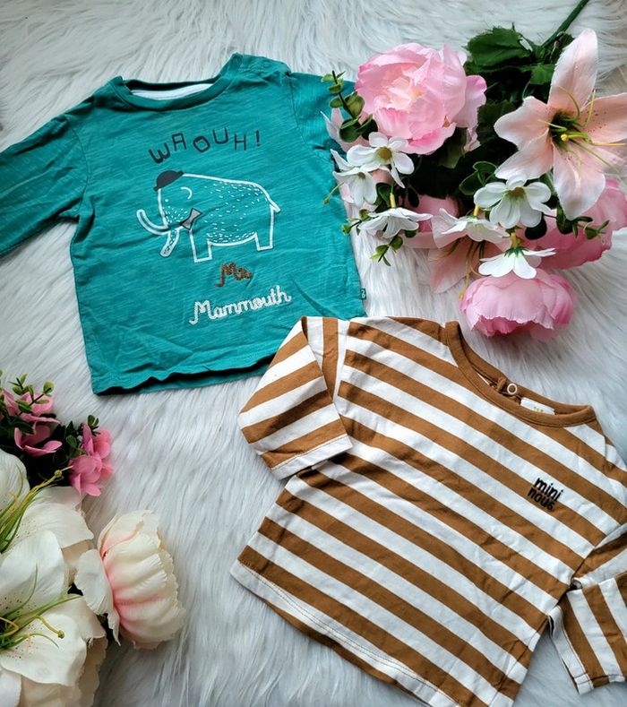 Lots T-shirt manches longues 6mois obaibi et tape à l'œil