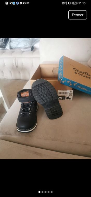 Bottines noires garçon - Taille 24 