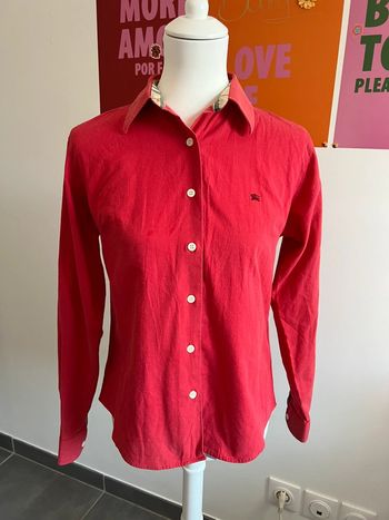 Chemise Burberry Femme Rouge Vintage T.42 Coupe Droite