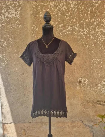 Blouse noire Manches courtes Blancheporte T.38/40