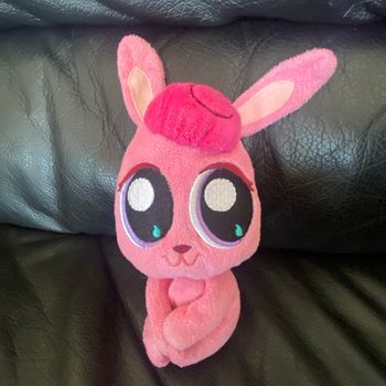 Doudou peluche lps littlest rose yeux noir et blanc  18cm