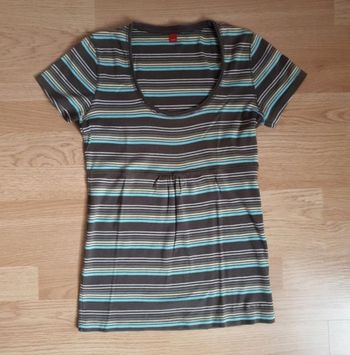 Haut " Esprit" marron blanc turquoise et jaune T.M (38)