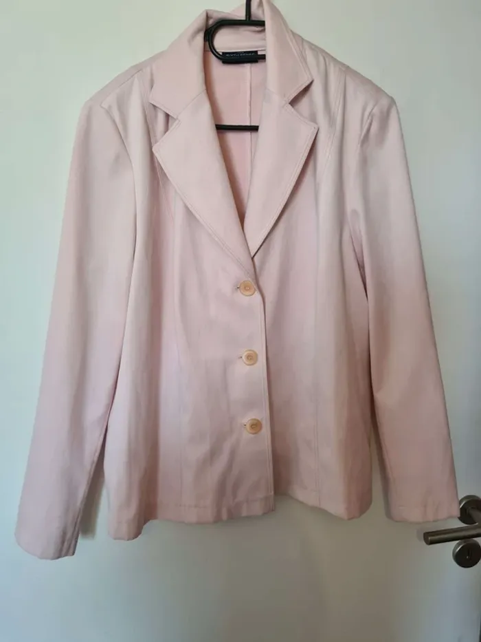Blazer style daim / velour rose taille 46
