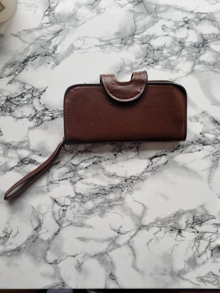 Porte monnaie en cuir marron vintage - photo numéro 4