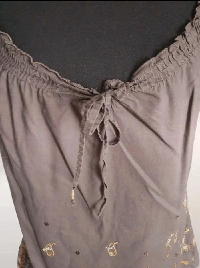 Blouse manches courtes marron à motifs Esprit taille 38 - photo numéro 3