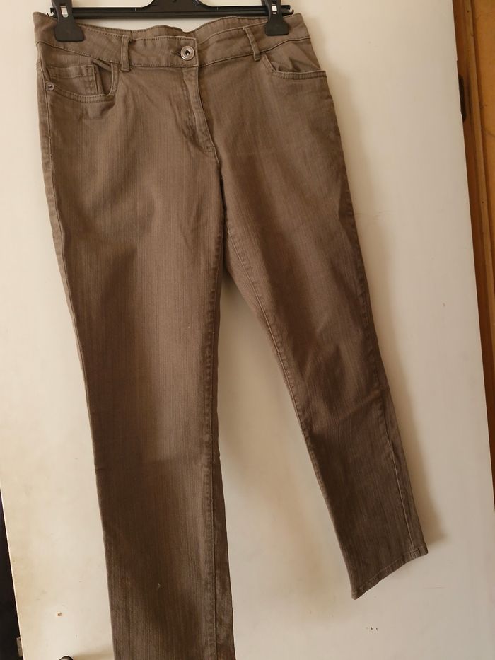 Jeans stretch vert kaki