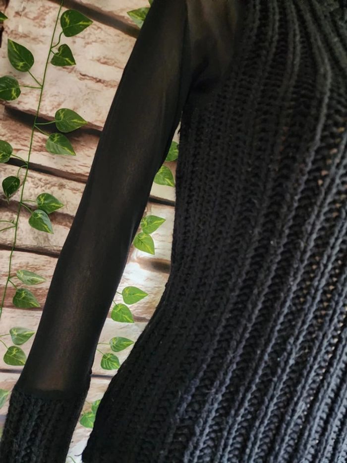 🌸Pull noir col roulé manches transparentes Taille 34/36🌸 - photo numéro 4
