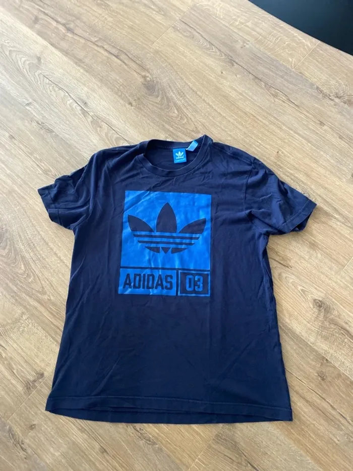 T-shirt vintage Adidas Originals noir & bleu – Taille M - photo numéro 3