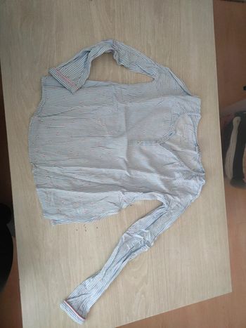 Blouse rayé fleur rose LH 10 ans