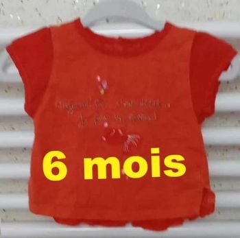 Tee shirt manche  courte  orange  motif  multicolore Catimini Taille  6  mois