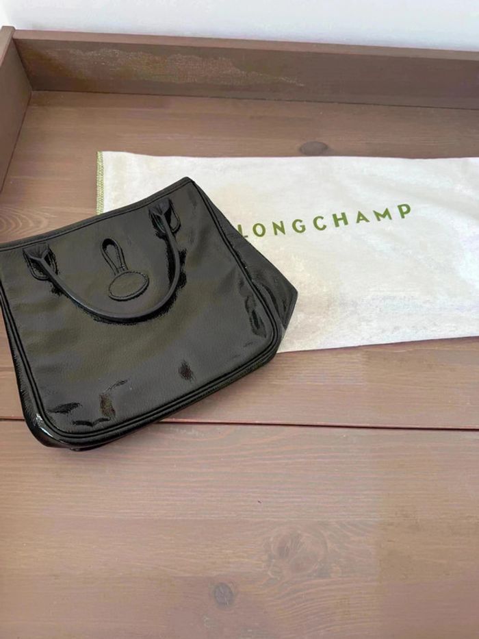 Magnifique Sac à Main Longchamp Le Roseau en Cuir Verni Noir - État Impeccable ! - photo numéro 2