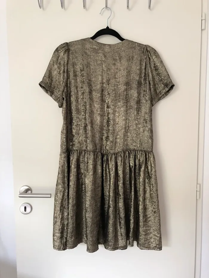Robe doré métallique fluide Vintage Love taille S/M - photo numéro 5