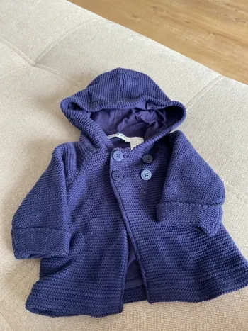 Gilet maille cocoon 1 mois mixte bleu marine