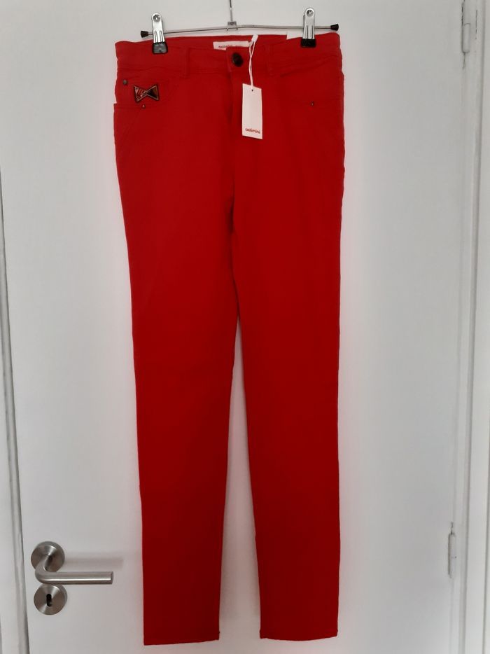 Pantalon skinny fille ajustable 12 ans Catimini rouge Neuf