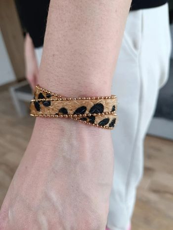 Bracelet double motif léopard