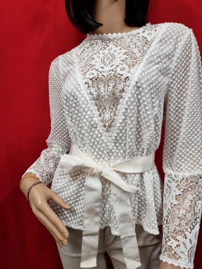 Maje blouse écru dentelle * taille 2 * - photo numéro 3