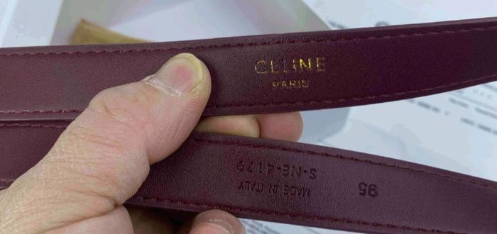 Ceinture Céline en cuir rouge vin bordeau - photo numéro 2