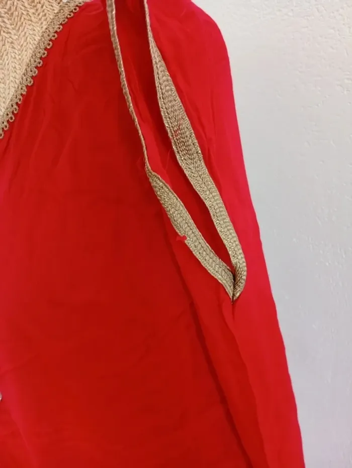 Robe tunique décontractée longueur 120cm taille unique rouge dorée - photo numéro 3