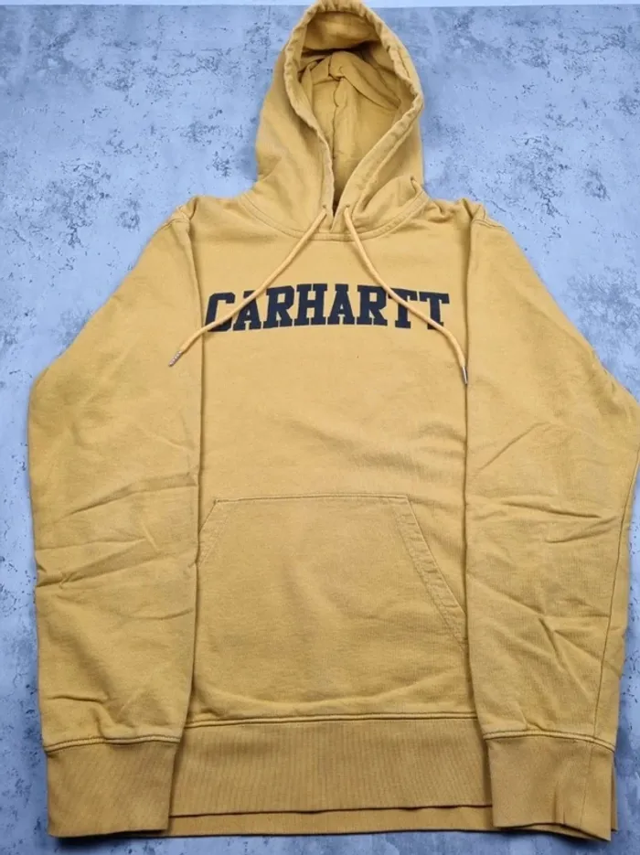 Pull capuche Carhartt jaune moutarde Taille M - photo numéro 3