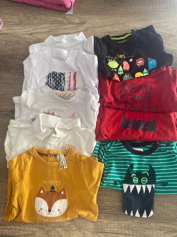 Lot 9 tee shirts manches longues 9 mois