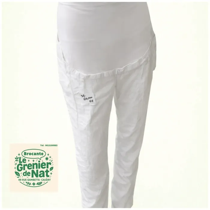 Pantalon de grossesse taille 38 blanc