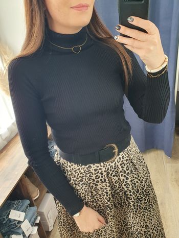 Pull fin col roulé noir Reims Taille unique