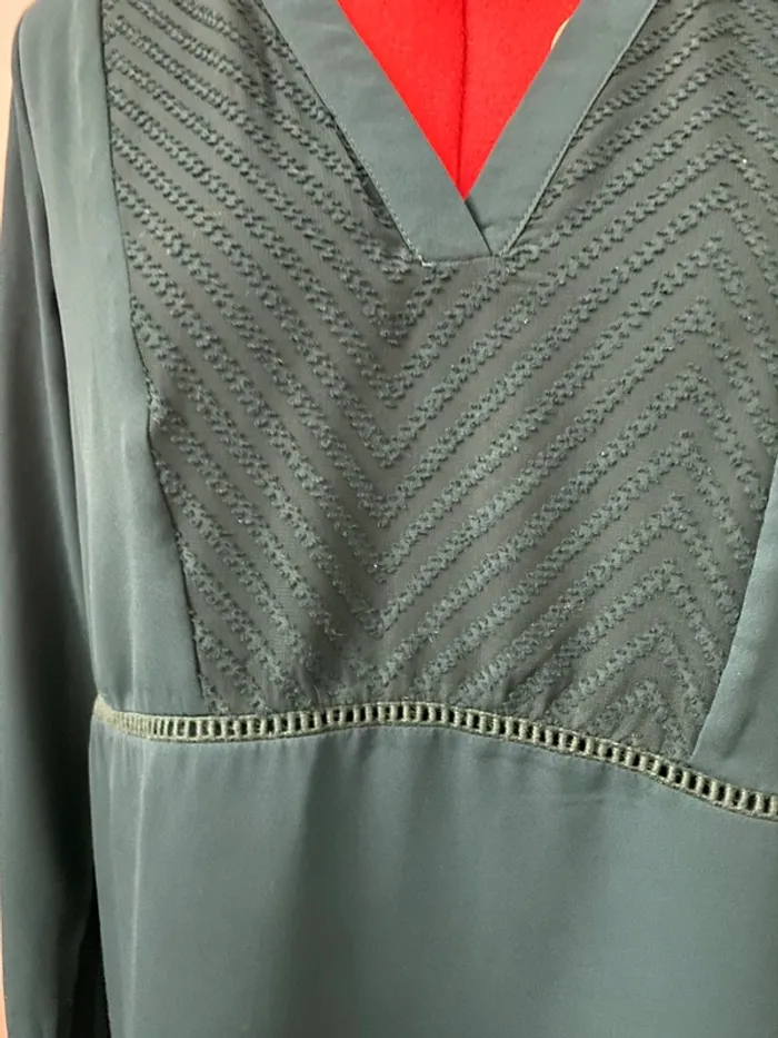 Blouse fluide manches longues verte Reserved - photo numéro 2