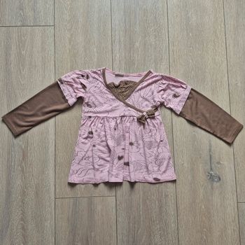 Maillot manche léger et fluide, rose et marron. Fille 4 ans. 