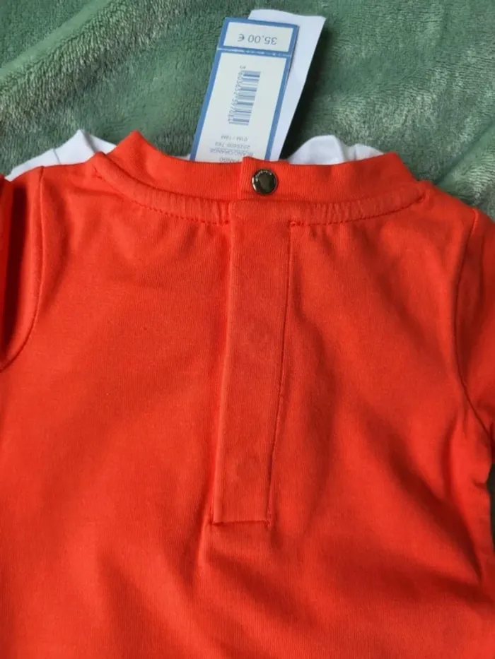 Lot de 2 bodys neufs Jacadi Paris blanc et orange 6 mois - photo numéro 12