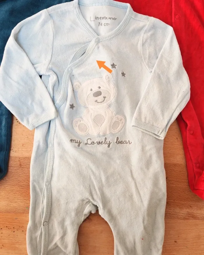 lot grenouillères velours 9 mois - photo numéro 2