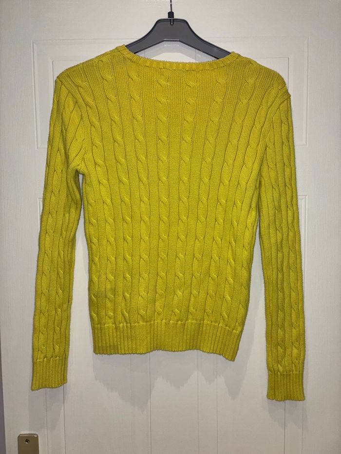 🌼 Pull Ralph Lauren Jaune à Col V Logo Orange - Taille S/36 - Très bon état - photo numéro 4