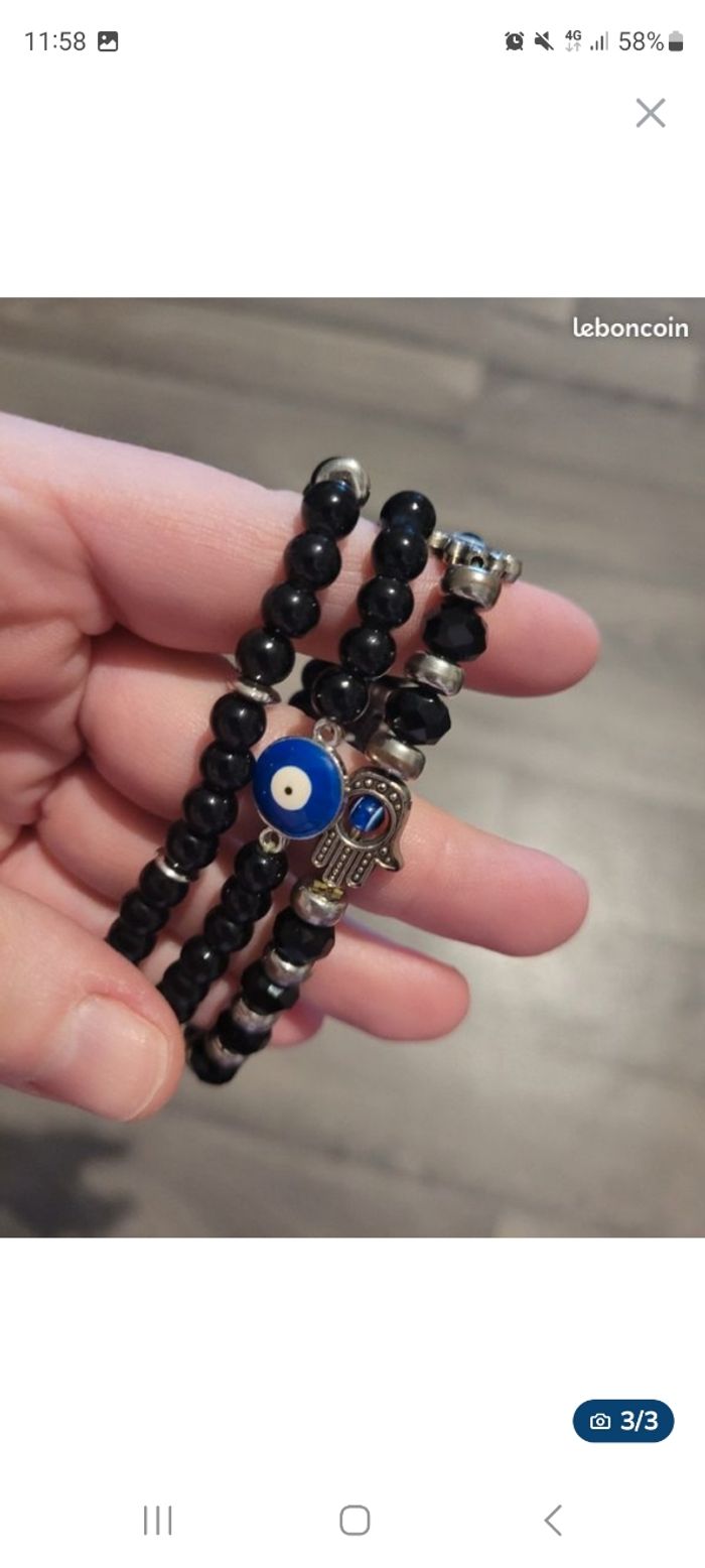 Lot de 3 bracelets à perles noire fantaisie - photo numéro 3