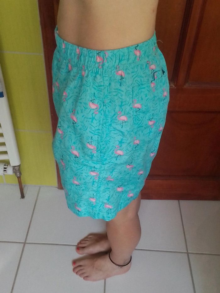 Short de plage femme Bleu ciel Motif flamands roses - photo numéro 3