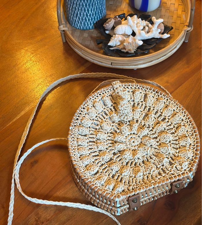 Sac bandoulière rond macramé fait main - photo numéro 2
