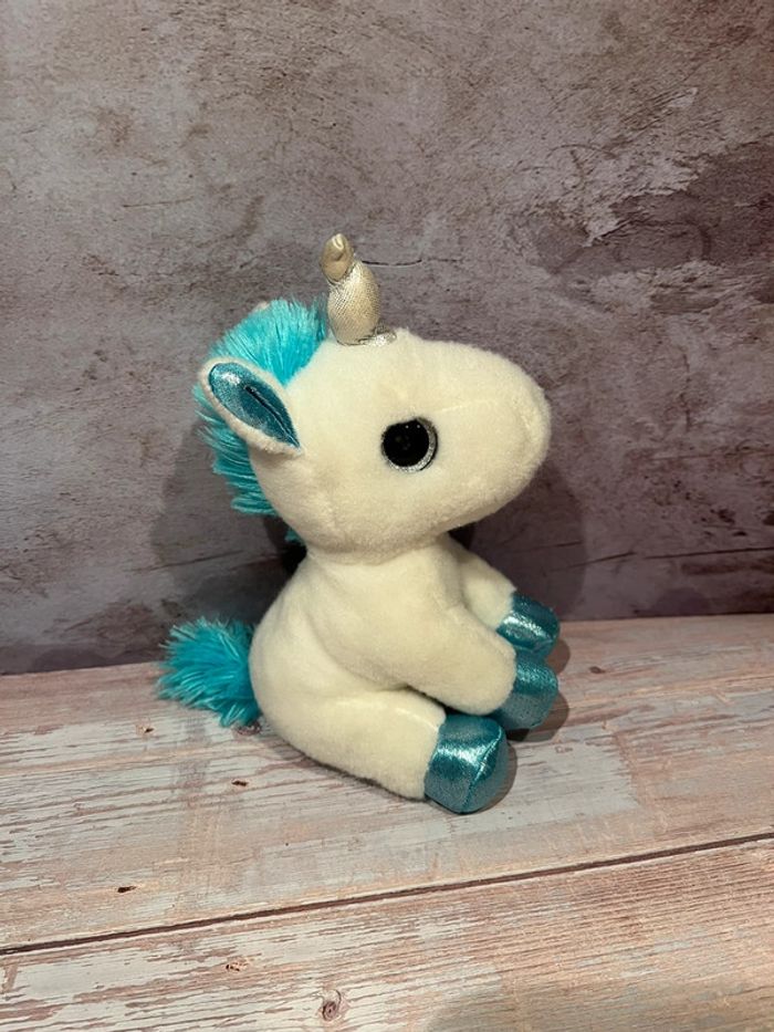 Licorne bleue peluche 18cm