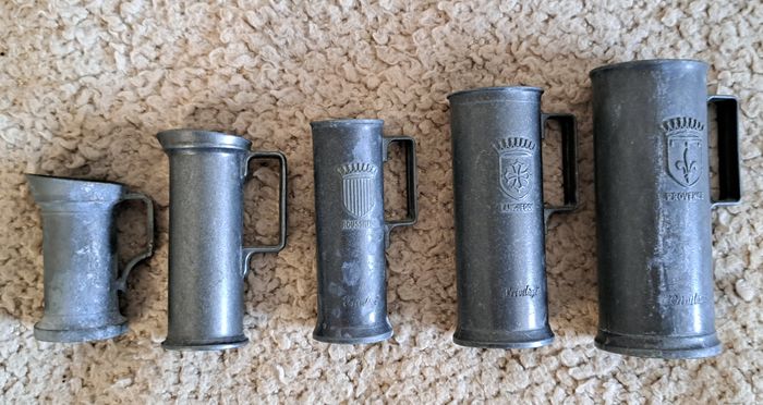 🍽 Lot de 5 mesures miniatures en étain