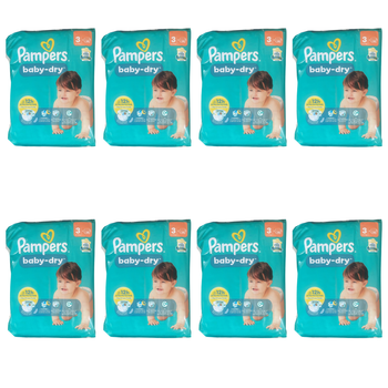 Lot de 280 Couches Pampers Baby Dry 6-10 kg Taille 3 Neuf