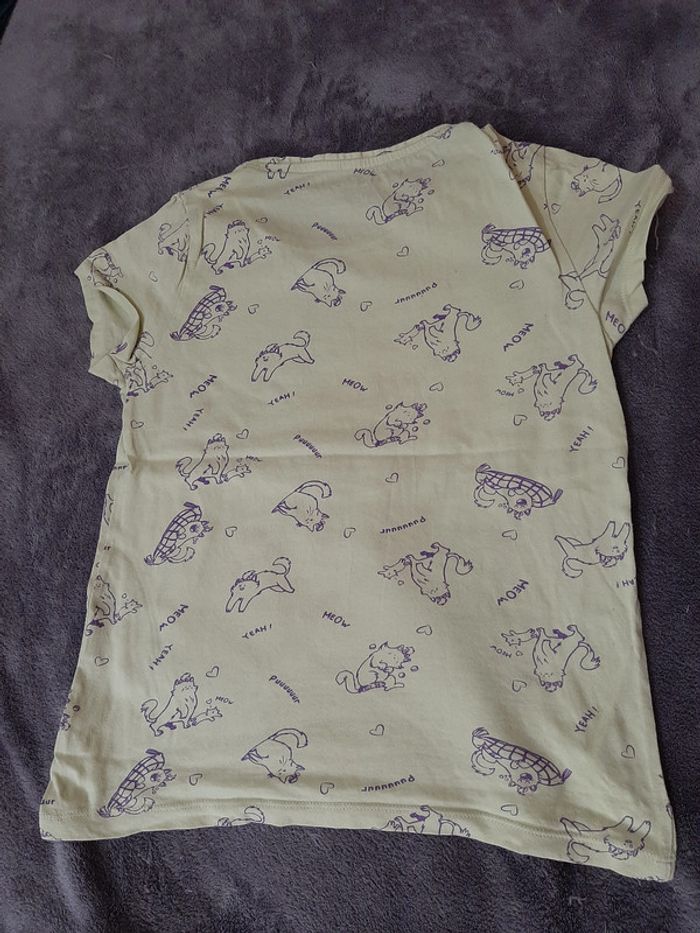 T-shirt jaune chats 10ans - photo numéro 2