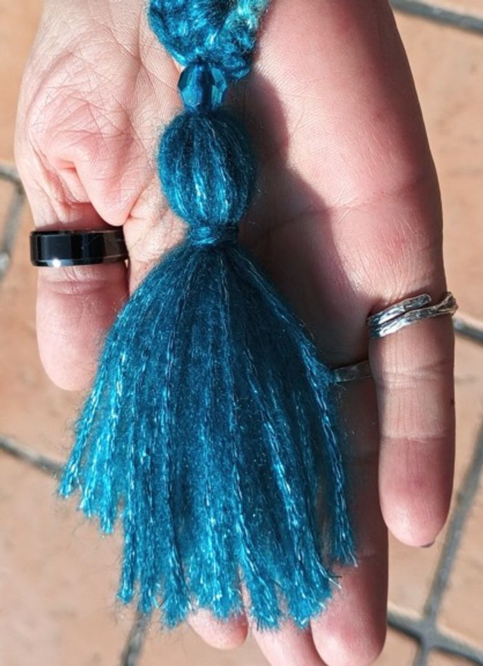Châle "BLUE LINES" fait main au crochet - photo numéro 8