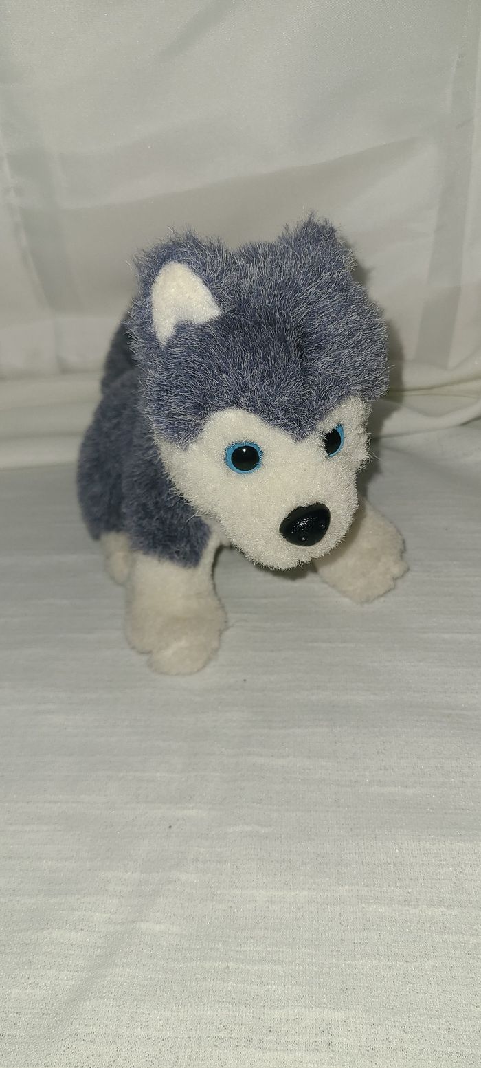 Peluche chien husky gris et blanc - photo numéro 6