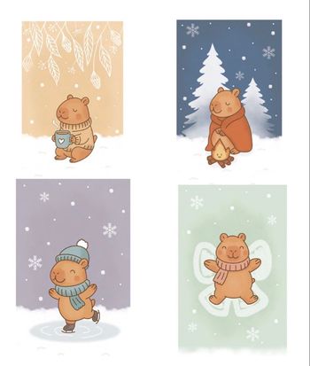 Lot 4 Stylos BIC 4 Couleurs Capybara ABYstyle Kawaii Collector Neufs