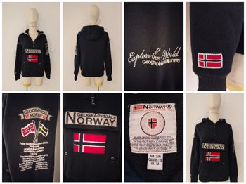 SWEAT POLAIRE BLEU MARINE FEMME LOGO AUTHENTIQUE GEOGRAPHICAL NORWAY TAILLE 38